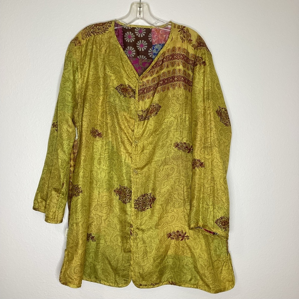 Patchwork Silk Reversible Jacket Lg - image 3